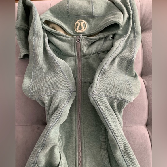 RARE 🦄 Lululemon Scuba Zippered Sweatshirt Cotton Fleece Hoodie Earl Grey Zest - Picture 8 of 13